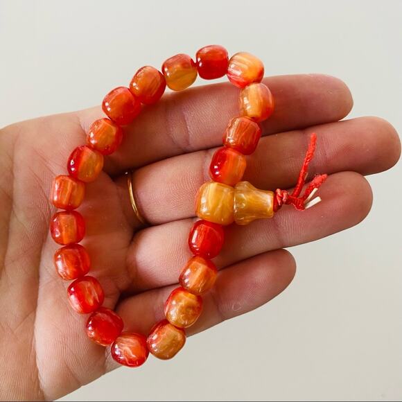 VINTAGE Y2K 90S Carnelian Crystal Gemstone Beaded Stretch Bracelet Jewelry Boho - Picture 2 of 3